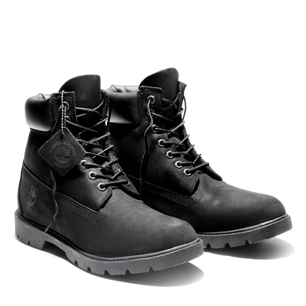 Timberland Μποτες Χιονιού Ανδρικα Μαυρα - 6-Inch Basic Waterproof W/Padded Collar - Greece 4953602-U